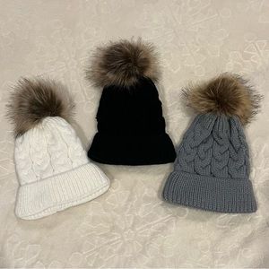 Set of 3 beanies. No brand. 0-12 months